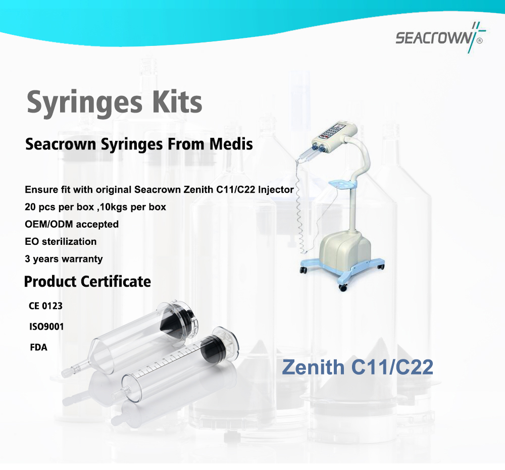 200 مل / 200 مل محاقن للاستخدام مرة واحدة لحقن Shenzhen Seacrown Zenith-C22 CT المحسن للتباين