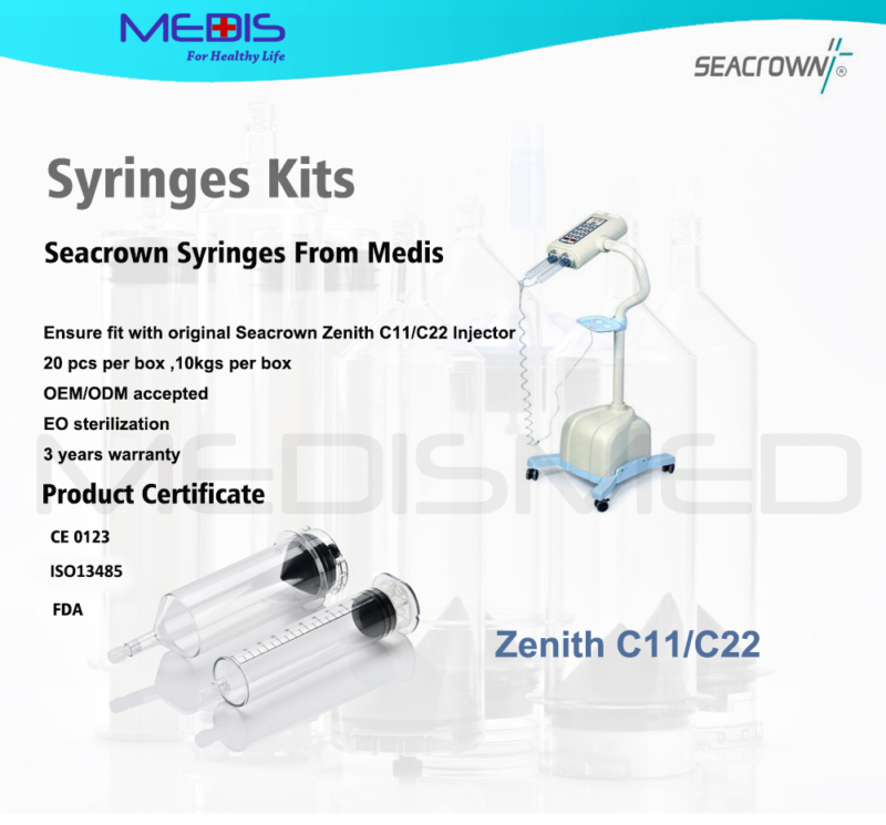 Contrast medium injection syringe - C01-047-10 - Shenzhen Seacrown  Electromechanical - disposable / sterile